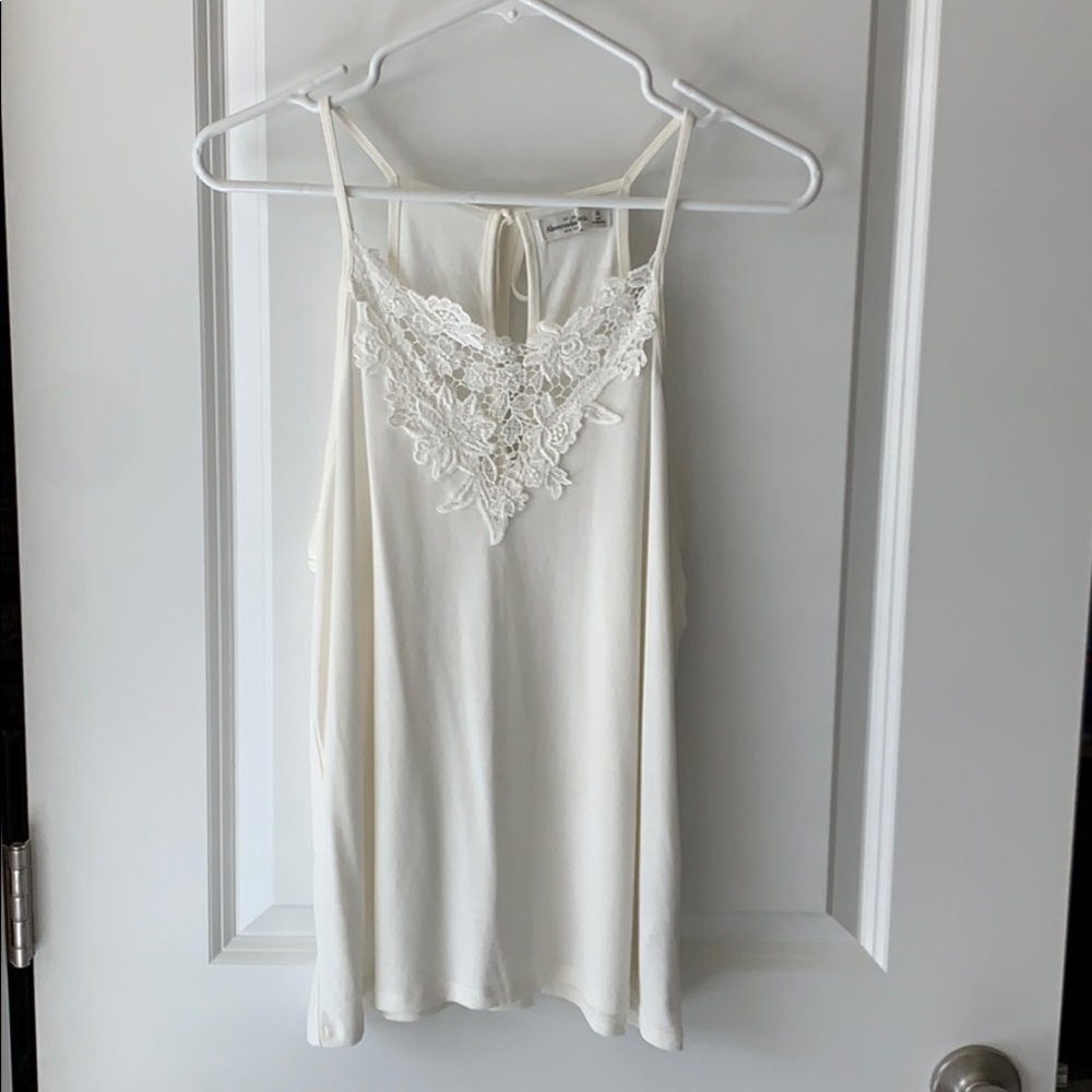 Abercrombie High Neck Tank Top Cream Size L